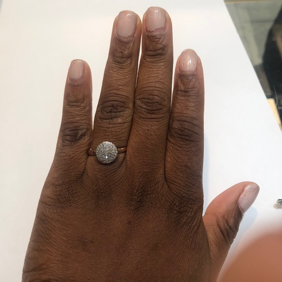 Silver rose gold with diamond ring. - Picture 7 of 7